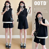 套装 2026夏孕妇针织冰丝休闲运动套装 假两件阔腿短裤