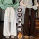 女 宽松贝壳绣撞色抽绳直筒针织阔腿裤 孕妇新款 秋冬加绒加厚韩版