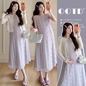 温柔正反两穿连衣裙镂空开衫 法式 两件套孕妇裙 2026春季 新款