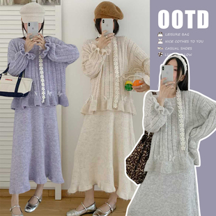 可调节孕妇半身裙 不耳边蝴蝶提花上衣 有货 秋冬新款