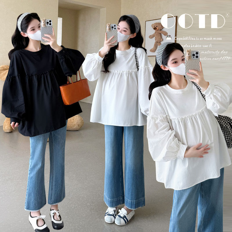 2026春季新款孕妇圆领休闲甜美针织T恤拼接木耳边娃娃衫,孕妇装/孕产妇用品/营养,衬衫/雪纺衫,淘宝优惠券,粉丝福利购,淘宝优惠卷