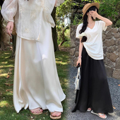 孕妇无托腹夏款 伞裙 纯色垂感气质半身裙丝滑缎面显瘦中长款