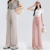 休闲显瘦蕾丝外穿宽松拖地裤 孕妇装 冰丝阔腿长裤 新款 夏季