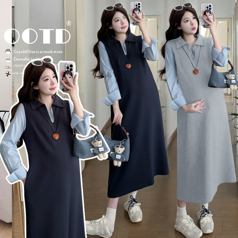 孕妇春装2026新款宽松大码长款衬衣拼接裙,孕妇装/孕产妇用品/营养,连衣裙,淘宝优惠券,粉丝福利购,淘宝优惠卷