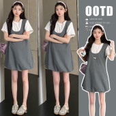 夏季 假两件背带裙宽松气质孕妇连衣裙