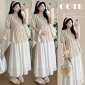 遮肚子不显怀孕期背心宽松娃娃衫 孕妇上衣夏季 薄款