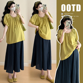 半身裙孕妇套装 2026现夏季 上衣 衬衫 设计感短袖