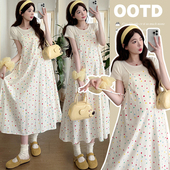 内搭T恤两件套套装 彩色波点吊带裙针织衫 2026春夏孕妇装 现现