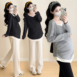 秋冬内搭保暖孕妇T恤 秋冬百搭高弹针织打底衫 2025孕妇装