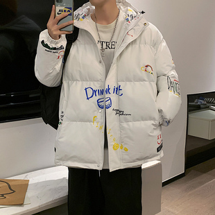 羽绒服男士外套连帽潮牌宽松冬装加厚港风ins学生帅气防寒面包服