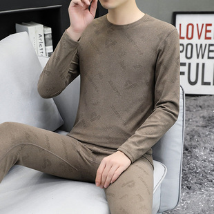 阳离子衬衣衬裤 德绒保暖内衣男时尚 套装 雕花秋衣秋裤 防寒衣服 数码