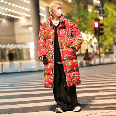 东北大花棉袄男女花布衣服连帽长款棉衣外套保暖防寒棉服大码中国