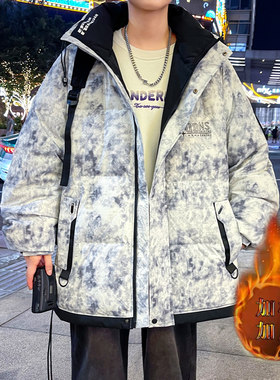 秋冬季加绒加厚外套男13初高中学生14潮流帅气棉衣15岁青少年男装