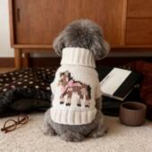 周末小狗狗毛衣高领秋冬季 复古小马农场小型犬衣服约克夏