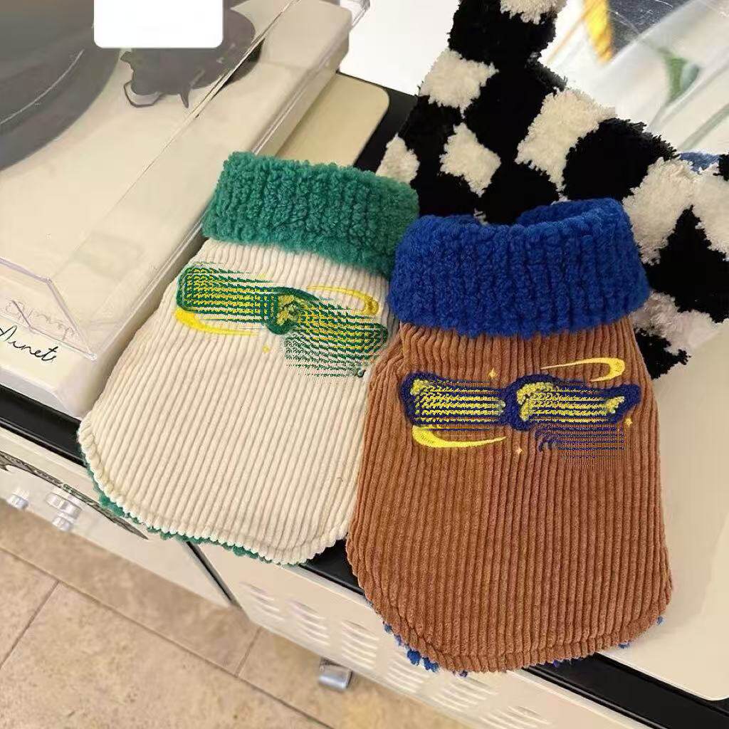 宠物衣服秋冬加绒狗狗马甲双面猫咪灯芯绒泰迪比熊新款