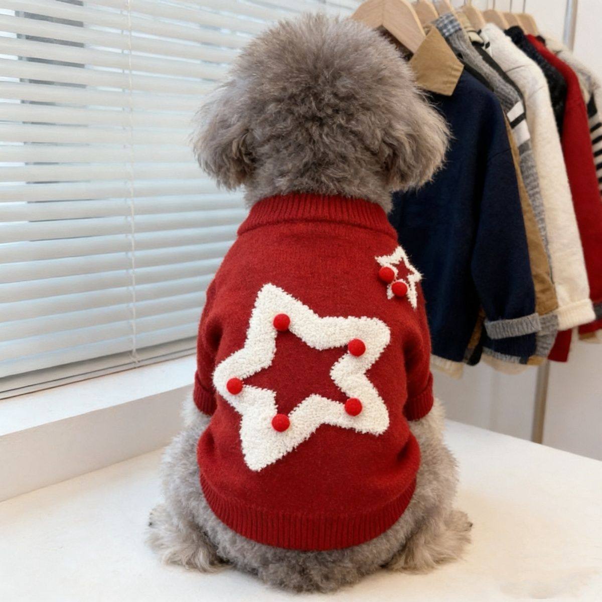 宠物毛衣红色五芒星狗狗猫咪保暖防寒秋冬新款拜年服喜庆过年装,宠物/宠物食品及用品,狗宠物服装/雨衣,淘宝优惠券,粉丝福利购,淘宝优惠卷