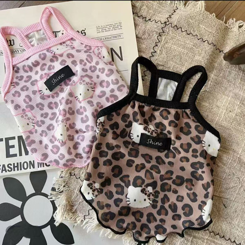 宠物衣服春夏新款辣妹风吊带豹纹冰丝凉感面料猫猫狗狗通穿