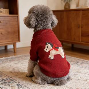 宠物新年喜庆毛衣泰迪比熊博美小型犬猫咪狗狗过年衣服秋冬装圣诞