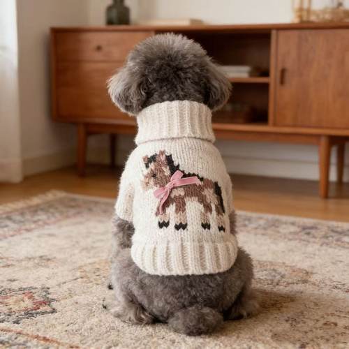 周末小狗狗毛衣高领秋冬季复古小马农场小型犬衣服约克夏