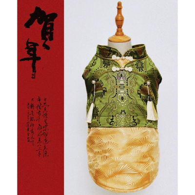 宠物狗狗衣服秋冬款保暖唐装喜庆旗袍柯基背心式新年冬装加绒新款