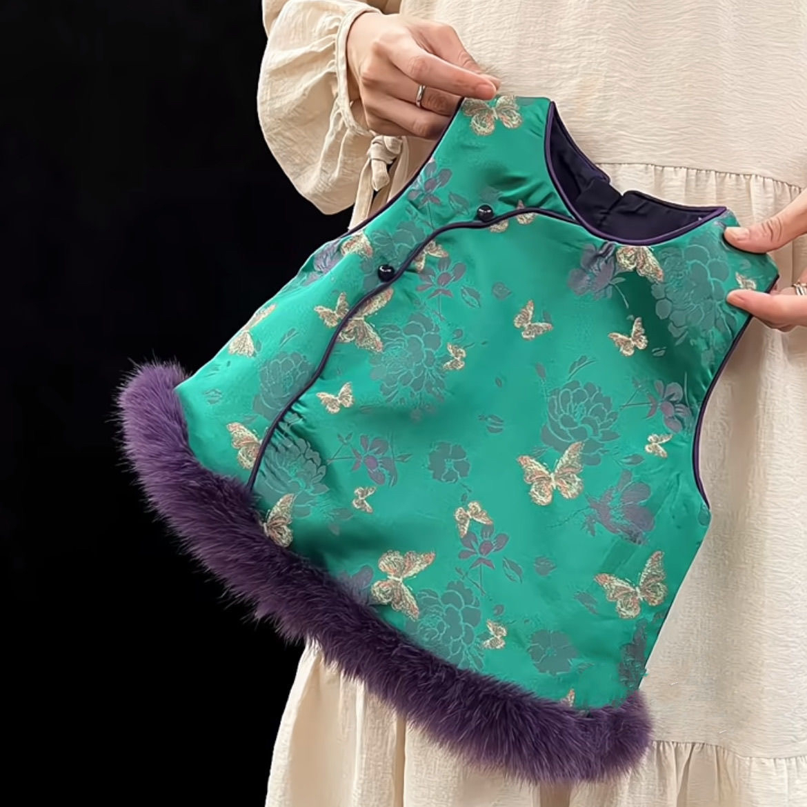 国风宠物装秋冬狗狗国风缎面提花猫咪马甲新中式坎肩背心旗袍裙