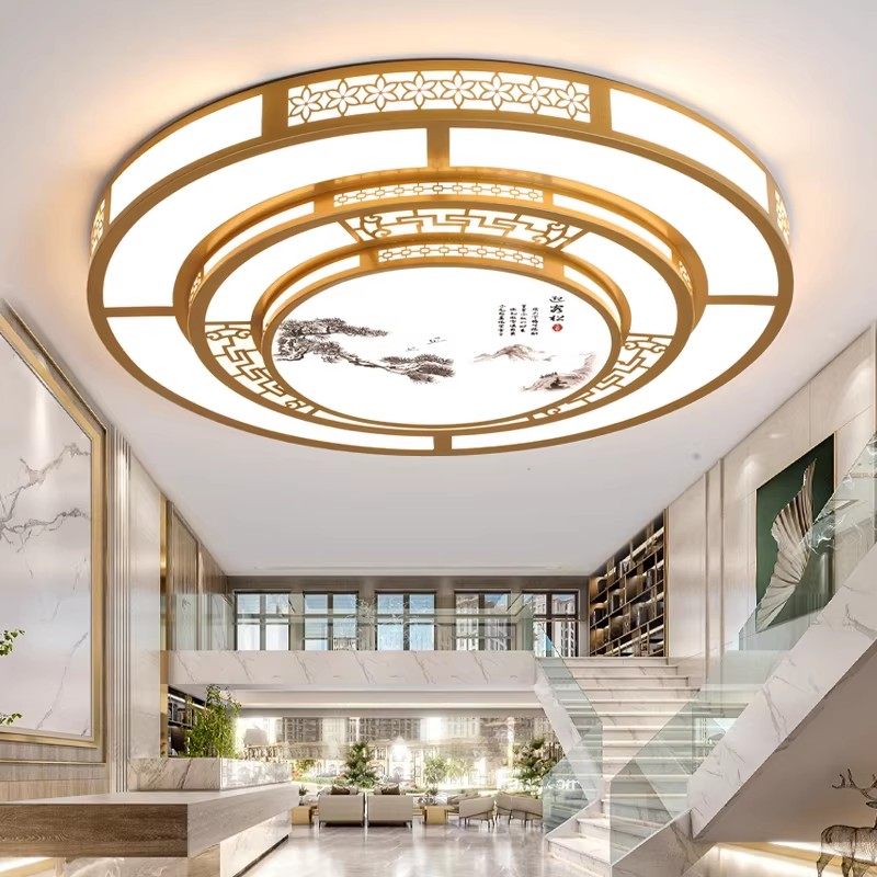 客厅大主灯2025新款别墅中国风新中式酒店大厅灯LED吸顶灯具大全
