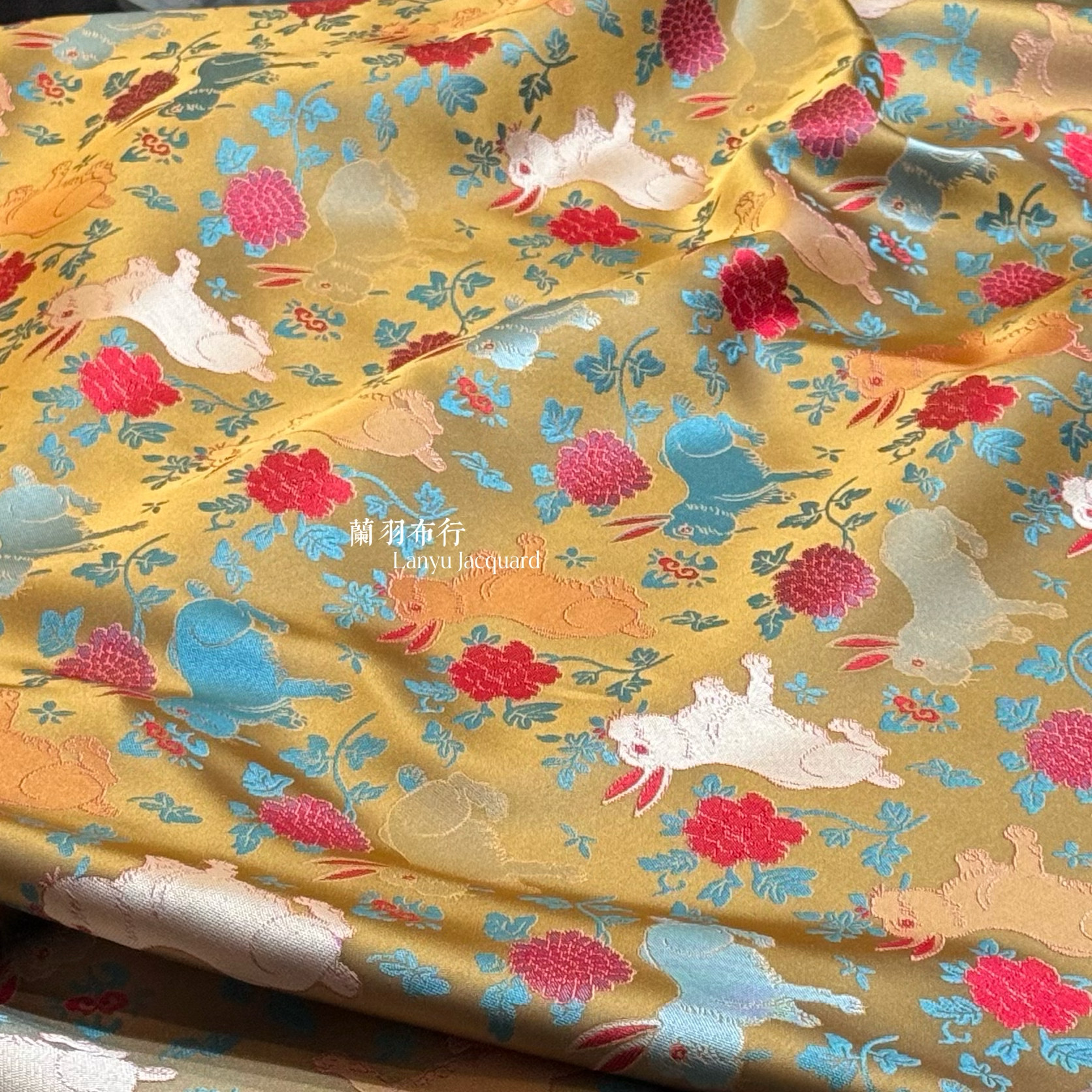 特价新款玉兔衔花仿宋锦提花面料新中式外套马甲diy连衣裙面料,纺织面料/辅料/配套,丝绸布料,淘宝优惠券,粉丝福利购,淘宝优惠卷