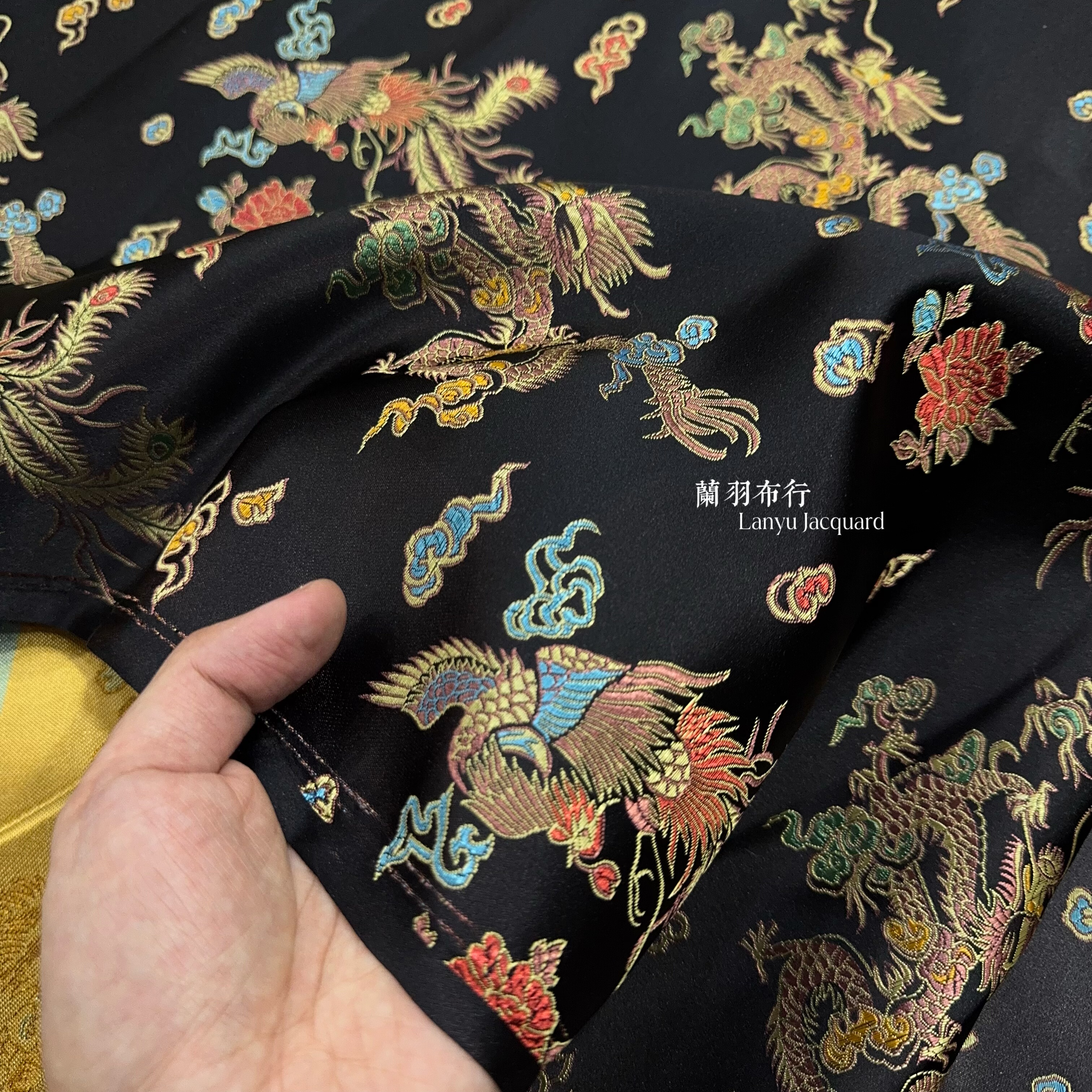 龙凤呈祥织金提花面料高端礼服旗袍外套定制面料家居布艺料