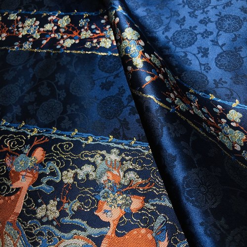 【特价款】云间鹿马面裙梅上伴枝祥云提花织金汉服春夏布料兰羽原