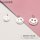 925纯银笑脸吊坠DIY配件手串珠手链银饰光面微笑脸圆牌小挂件吊牌