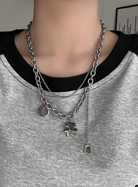 叠戴项链女钛钢嘻哈轻奢小众高级