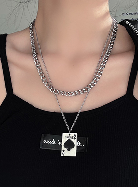 嘻哈钛钢粗项链女叠戴不掉色轻奢