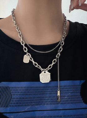 嘻哈钛钢粗项链女叠戴轻奢小众