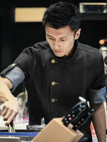 Джинсовый летний лонгслив для работы, рабочая одежда, короткий рукав