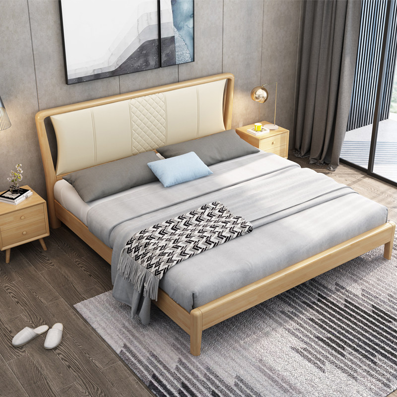 实木床1.8米1.5双人现代简约轻奢主卧室软包皮艺气压高箱储物婚床|ruв категории жилой мебели, кровать класса, деревянные кровати - от Buy2taobao.com для оказания профессиональной услуги покупки агента Taobao