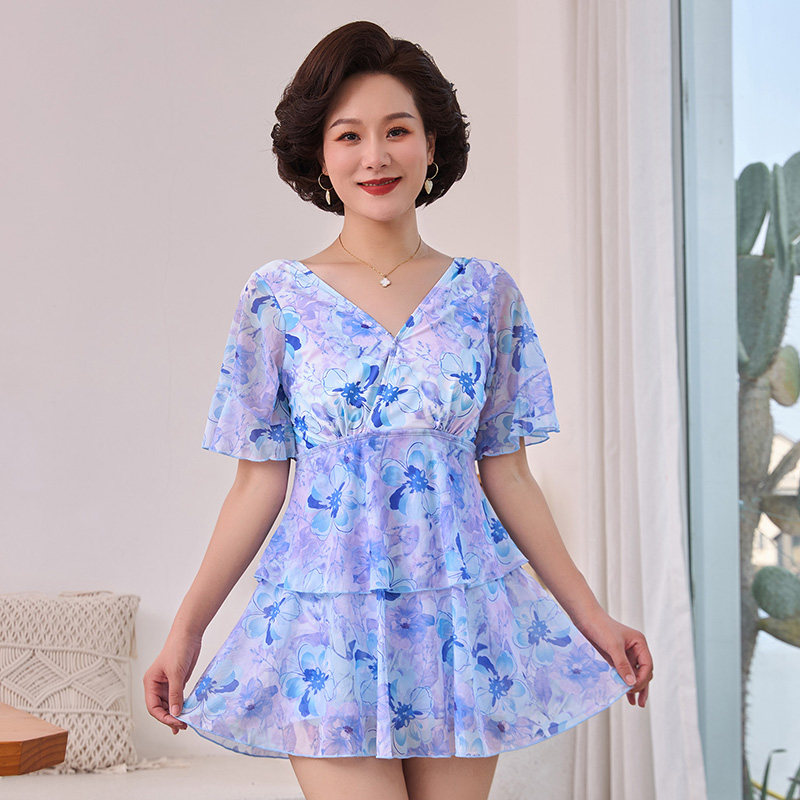 海波特绝美小个子连体泳衣碎花裙