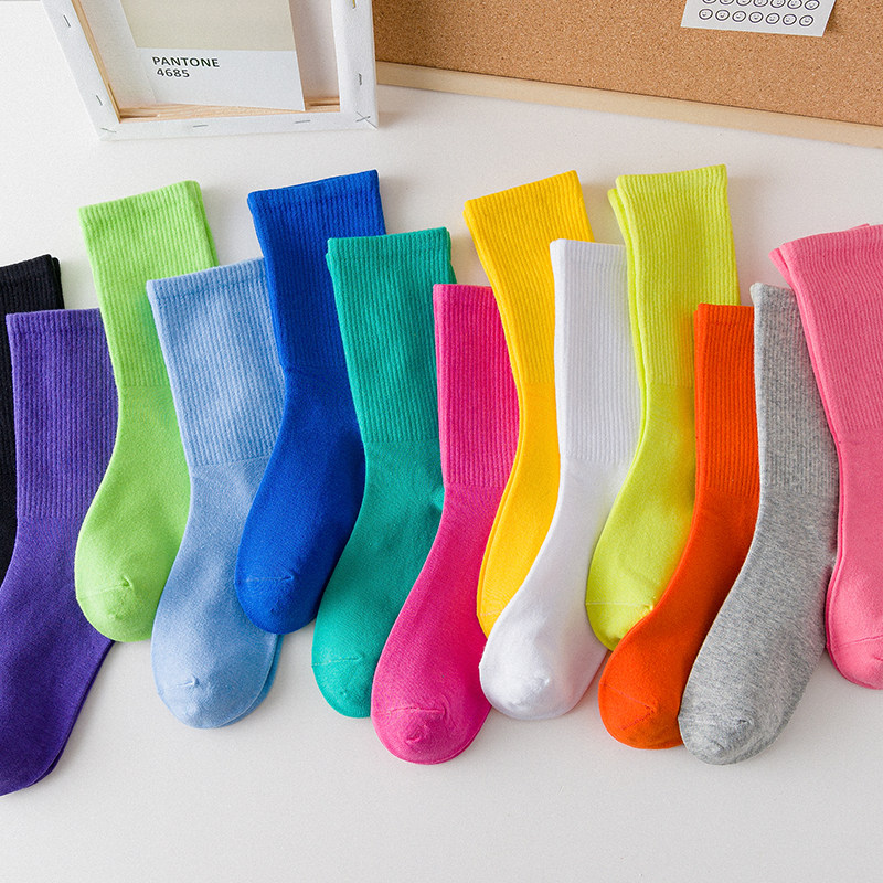 彩色袜子女棉袜中筒袜ins潮春秋糖果色长筒袜纯色堆堆袜运动百搭,女士内衣/男士内衣/家居服,中筒袜,淘宝优惠券,粉丝福利购,淘宝优惠卷