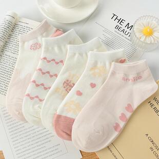 袜子女短袜春夏薄款纯棉韩版学院风可爱日系百搭学生浅口船袜白色