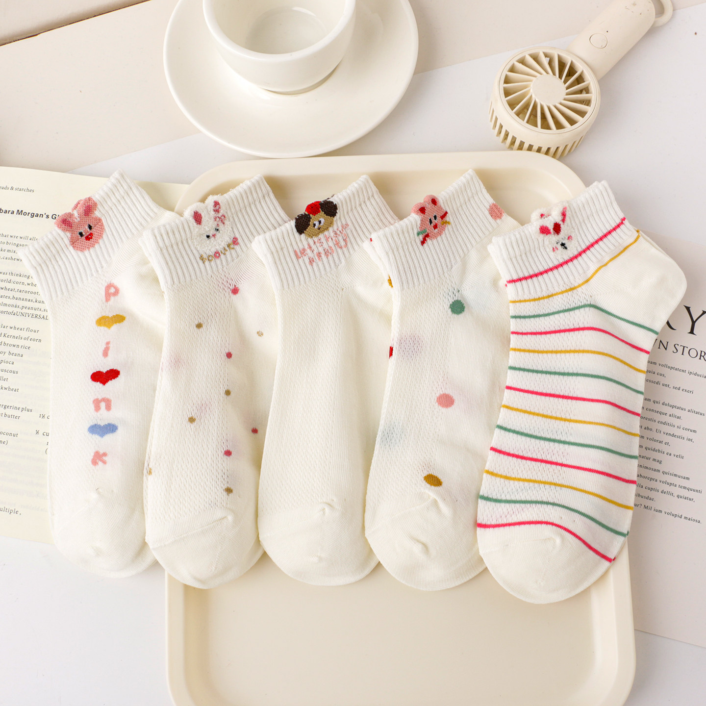 立体卡通袜子女短袜夏季网眼薄款透气棉袜可爱日系运动百搭棉袜