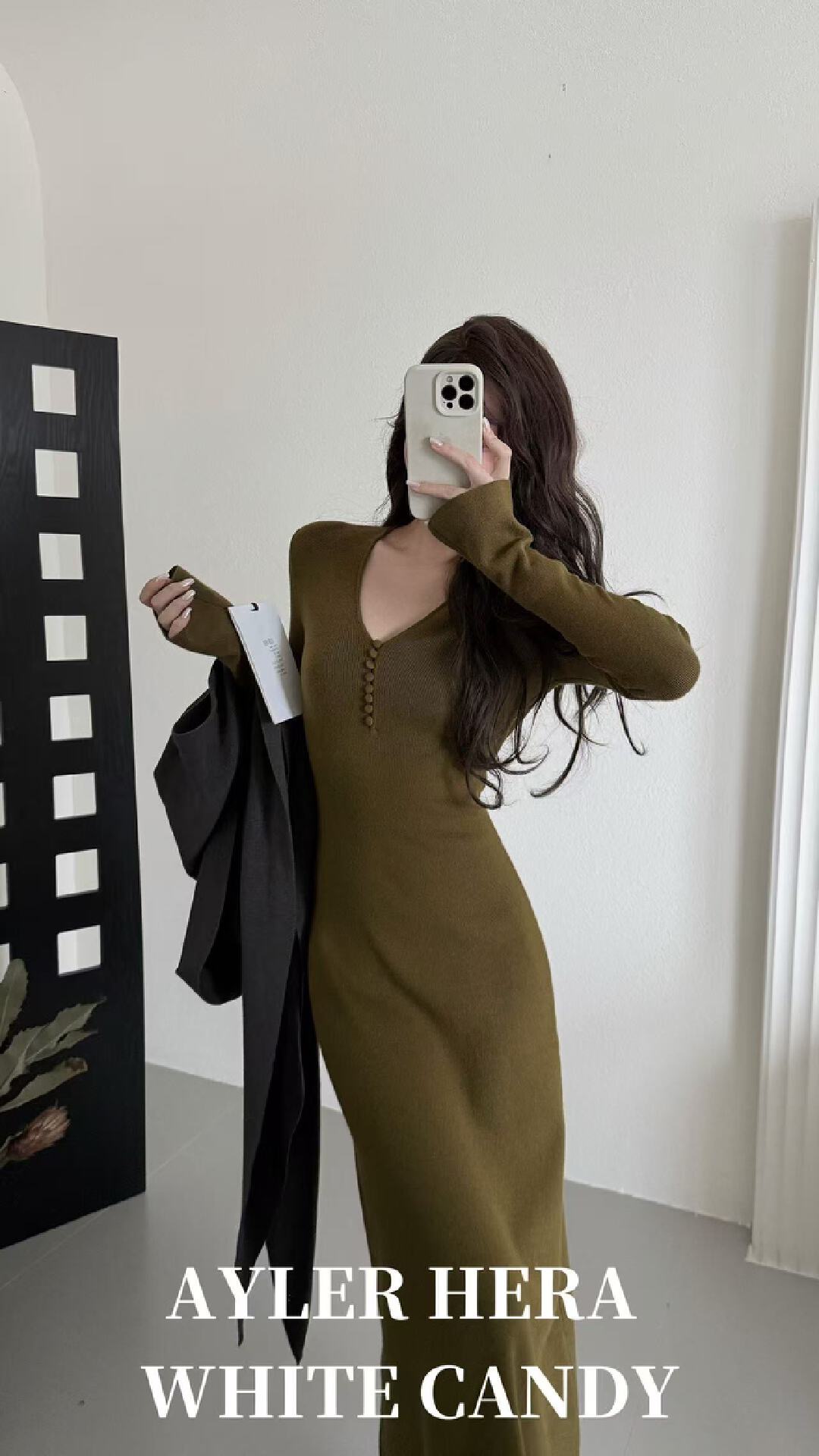 HERA家25秋冬新款氛围感垂坠软糯百搭巨好看高级针织连衣裙长裙子