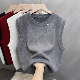 毛衣 百搭圆领套头背心坎肩外搭无袖 叠穿针织马甲女2025秋季 新款