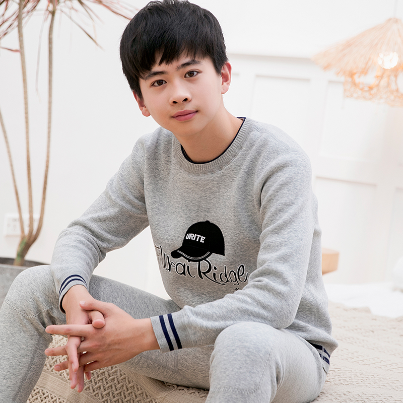 初中生青少年加绒加厚保暖内衣男