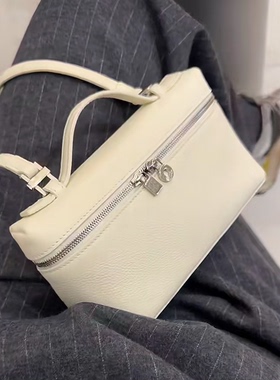 头层牛皮LP19饭盒包女高级感手提凯莉包包2025新款单肩斜挎化妆包