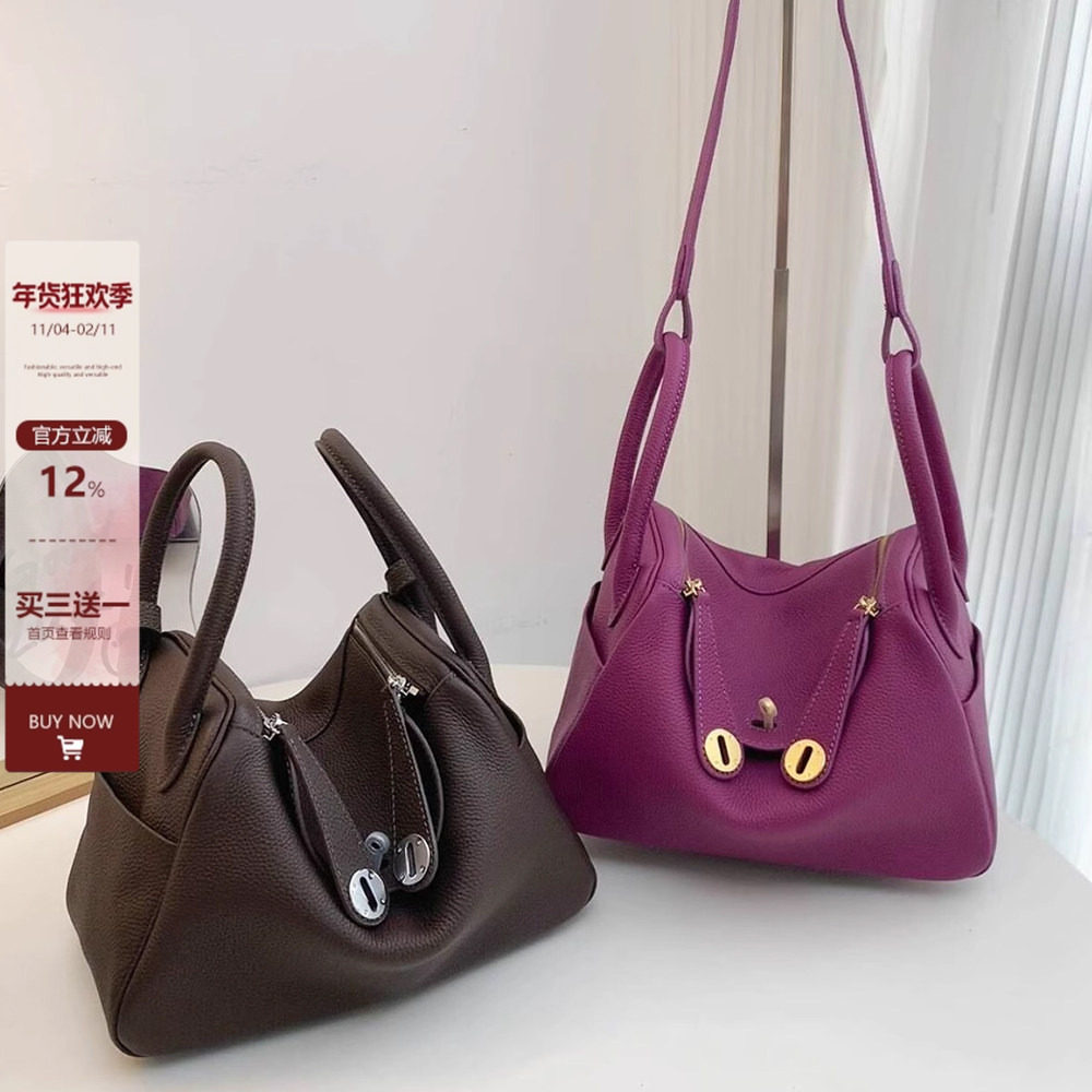 真皮mini琳迪包包女高级感百搭医生包2025秋冬新款单肩斜挎枕头包