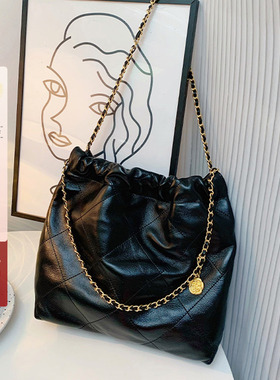 菱格链条包单肩腋下流浪包2025新款22bag垃圾袋包大容量托特包包