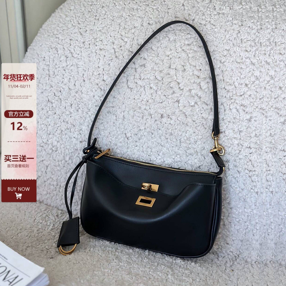 秋冬新款凯莉腋下包女锁扣小方包高级感真皮手提包单肩斜挎法棍包,箱包皮具/热销女包/男包,腋下包,淘宝优惠券,粉丝福利购,淘宝优惠卷