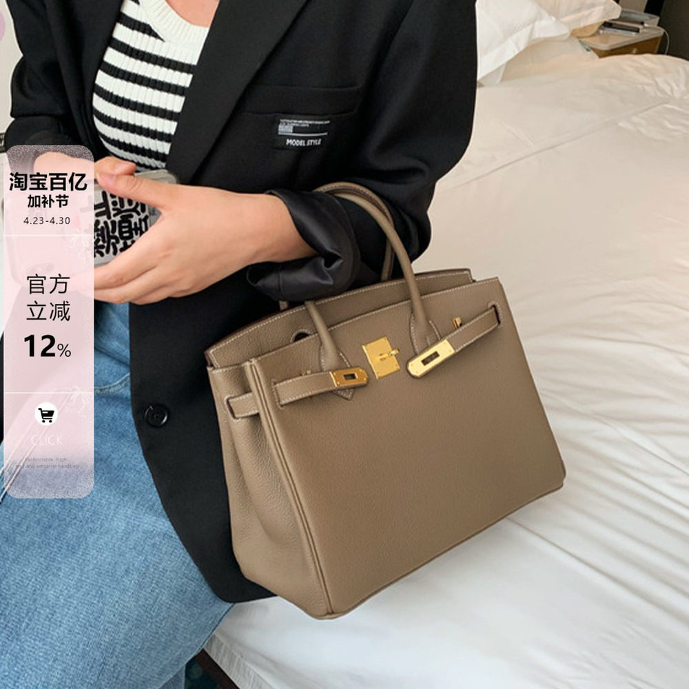 真皮百搭大象灰托特包高级感手提包女秋冬新款真皮大容量斜挎包女