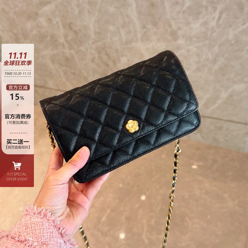 小香风包包鱼子酱金球链条包女高级质感小方包真皮单肩斜挎手机包