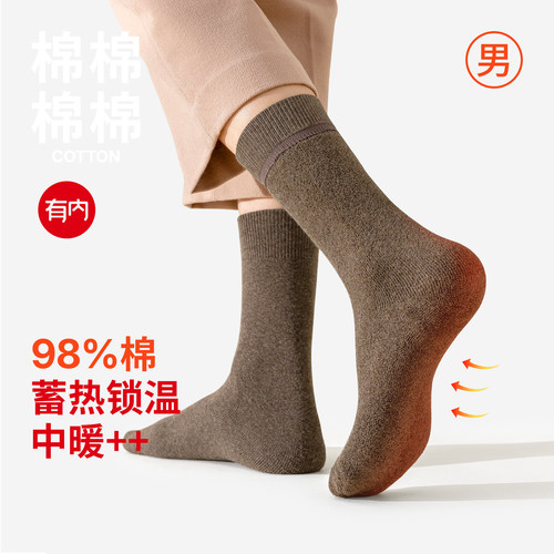 有内男士袜子秋冬加厚保暖毛圈袜