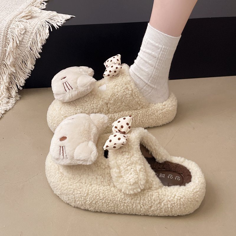 高颜值气质小萌神可爱凯蒂猫毛绒绒拖鞋女秋冬外穿厚底防滑毛毛拖